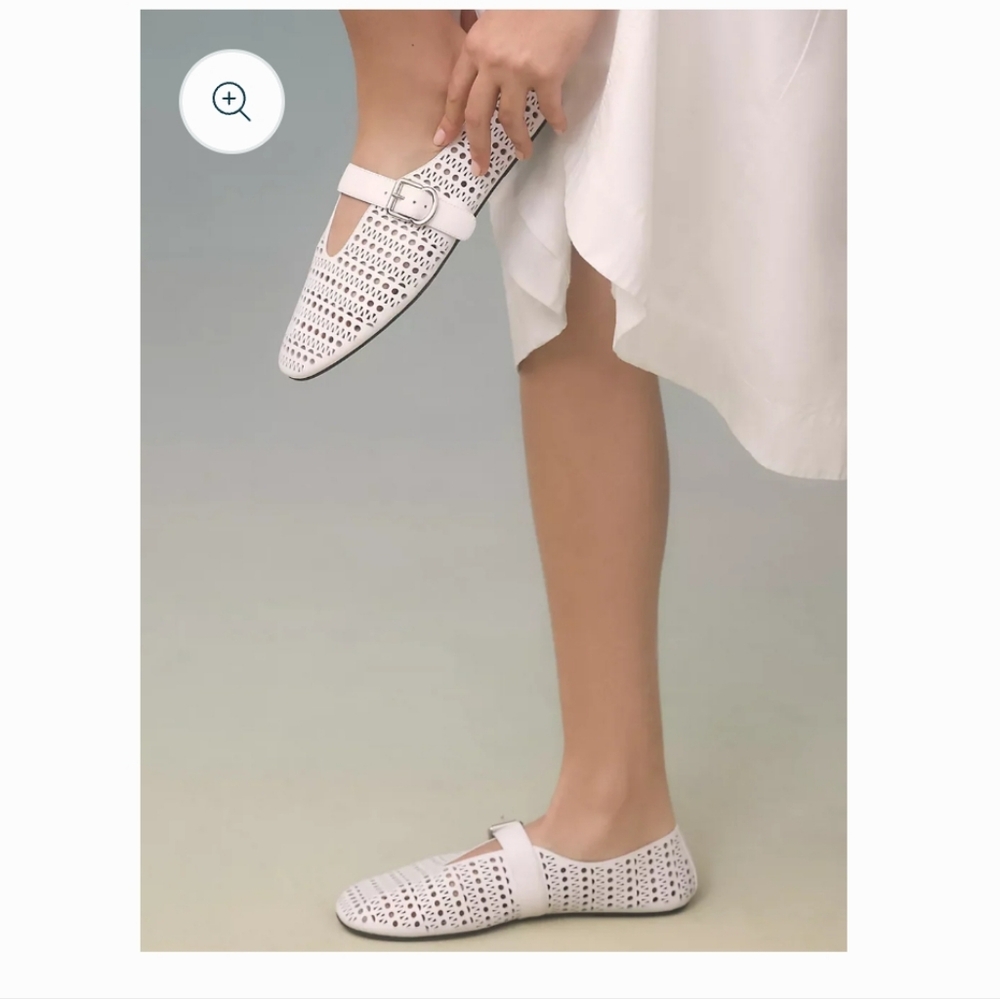 Jeffrey Campbell White Perforated Mary Jane Shoes